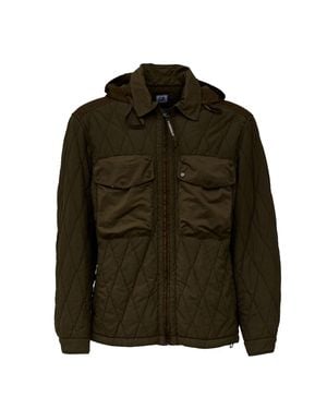 C.P. Company Gd Liner Mixed Goggle Jacket With Quilted Diamond Pattern - Green