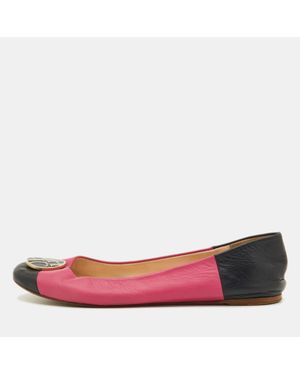 Carolina Herrera Leather Logo Ballet Flats - Pink
