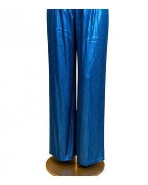 Eesome Silken High-Rise Wide Leg Pants - Blue