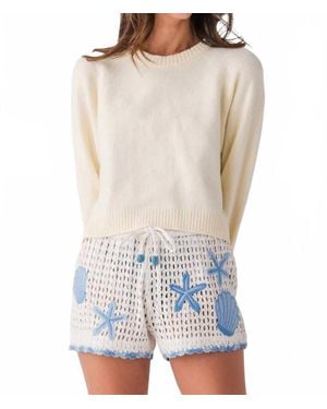 Surf Gypsy Embellished Crochet Shorts - Blue