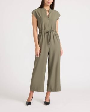 Ellen Tracy Crinkle Jumpsuit - Green