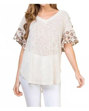 Emerald Collection Lace Button Trim V Neck Top - White