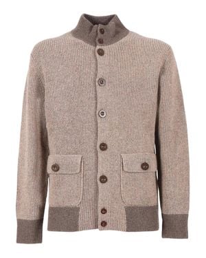 Ballantyne Ribbed Knit Wool Bomber Jacket - Brown