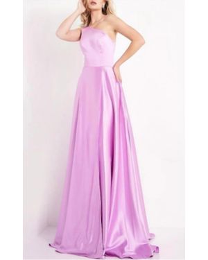 Jovani One Shoulder Satin Gown - Pink