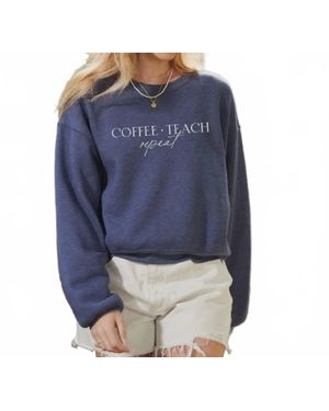 Oat Collective Coffee Teach Repeat Graphic Sweatshirt - Blue