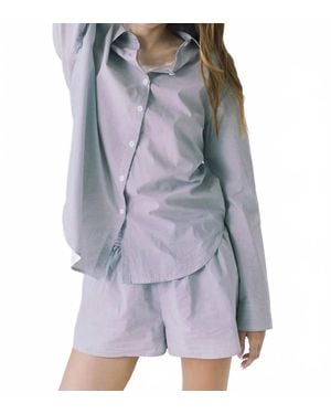 Chaser Brand Paso Pinstriped Button Up Top - Gray