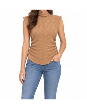 Mac & Me Funnel Neck Side Ruched Top - Blue