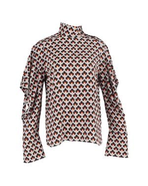 Marni Cutout Printed Turtleneck Top - Multicolor