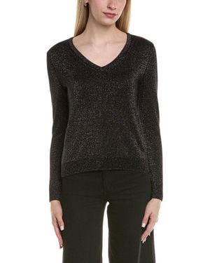 Sofiacashmere Lurex V-Neck Wool & Cashmere-Blend Sweater - Black