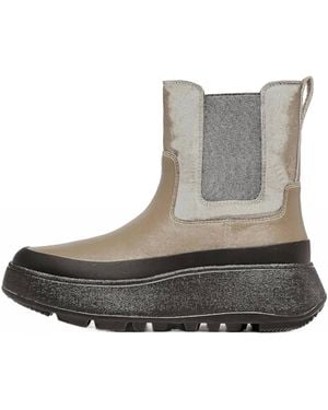 Fitflop F-Mode Leather Lace-Up Flatform Ankle Boots - Black