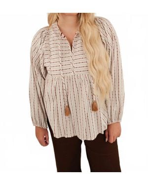 Eesome High-Neck Rose Blouse - Natural