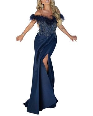 Terani Solid Maxi Dress - Blue