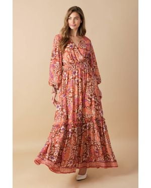 TRUEDAMES Whispering Willows Woven Maxi Dress - Red