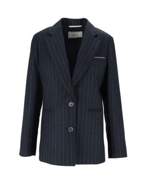 Peserico Pinstripe Tailored Buttoned Cuffs Blazer - Blue