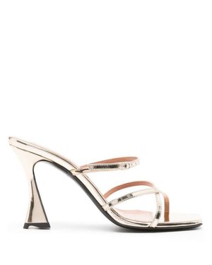 D'Accori Metallic Leather Ons Sandal - White