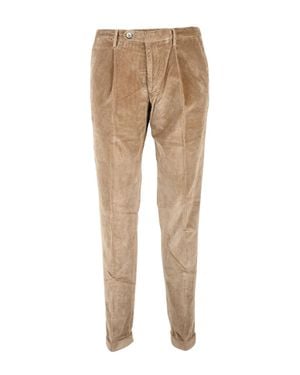 Michael Coal Tailored Pants With Velvety Texture - Natural