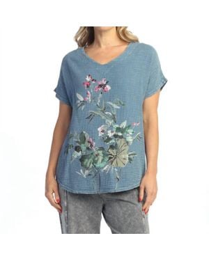 Jess & Jane Reina Mineral Washed Cotton Double Gauze Top - Blue
