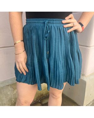 Eesome Drawstring Pleated Mini Skort - Blue