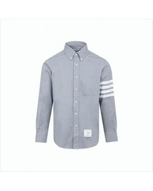 Thom Browne Long-Sleeve Shirt With Classic Collar And Striped Detailing - Blue