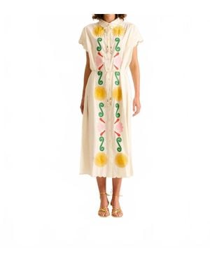 Carolina K Valerie Embroidered Kaftan Midi Dress - Metallic
