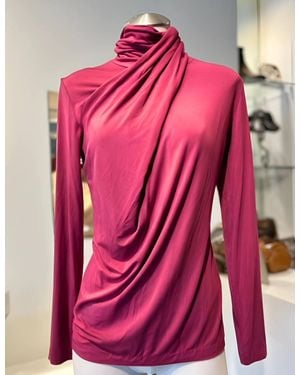 European Culture Knot Turtle Neck Top - Pink