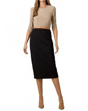 Celeste Knee Length Pencil Skirt - Black
