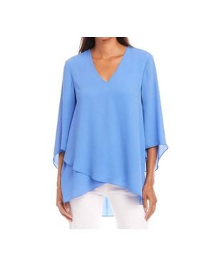 Karen Kane Bracelet Sleeve Asymmetric Top - Blue