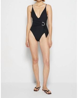Jonathan Simkhai Niya Deep V Neck One Piece Swimsuit - Black