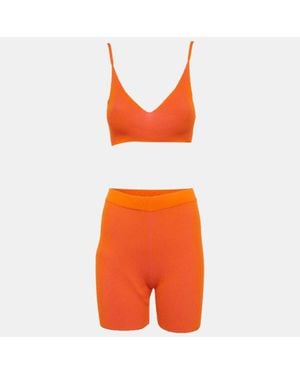 Jacquemus Rib Knit Bralette & Shorts Set - Orange