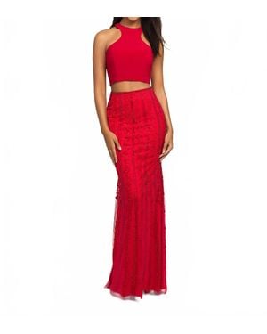 Madison James Halter Neck Prom Dress - Red