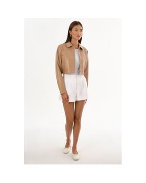 Lamarque Damiana Recycled Leather Cropped Jacket - White