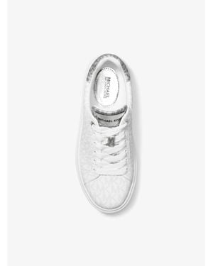 Michael Kors Outlet Romey Metallic Two-Tone Signature Logo Platform Sneaker - White
