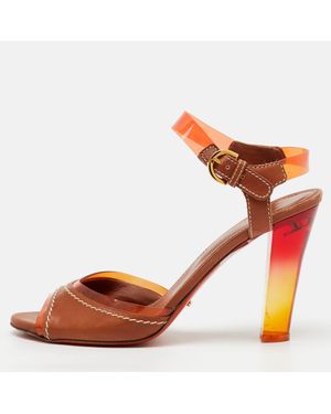 Sergio Rossi Leather And Pvc Ankle Strap Sandals - Orange