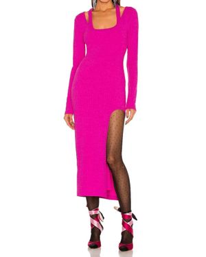 Lovers + Friends Naomi Ribbed Long Sleeve Midi Dress - Pink