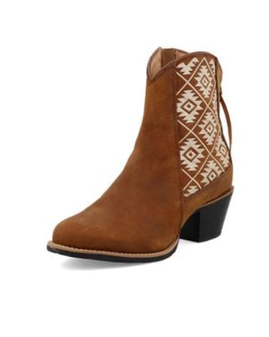 Twisted X Zip Fashion Bootie - Brown