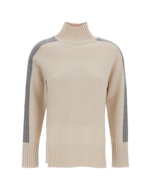 Lorena Antoniazzi Mock Neck Sweater With Contrasting Stripes - White