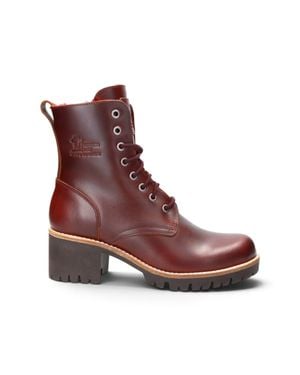 Panama Jack Burgundy Leather Waterproof Warm Lace-Up Boots - Red