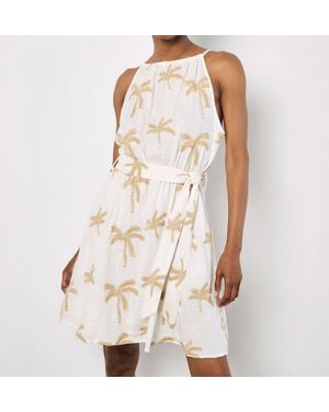 Apricot Embroidered Palm Tree Dress - Natural