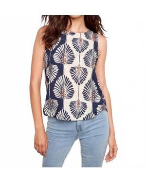 Charlie b Printed Sleeveless Linen Blend Blouse - Blue