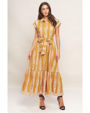 TRUEDAMES Desert Bloom Woven Midi Dress - Metallic