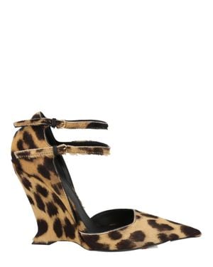 Ferragamo Vidya Suede Leopard Print Wedges - Brown
