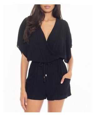 Becca Knot Front Romper Swim Cover Up - Black