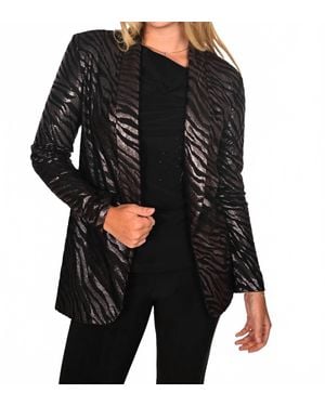 FRANK LYMAN Animal Print Knit Blazer - Black