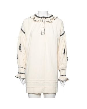 Isabel Marant Etoile Off Embroidered Ruffled Oversized Top - Natural