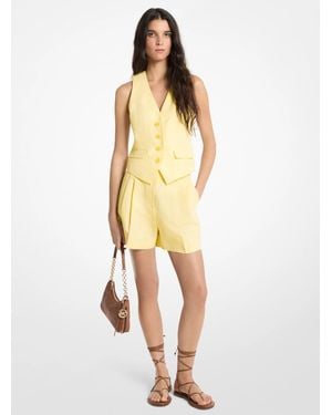 MICHAEL Michael Kors Mk Pleated Linen And Cotton Shorts - Natural