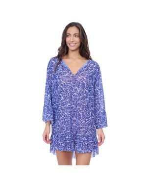 Gottex Tulip Mesh Tunic With Flounce Coverup - Blue