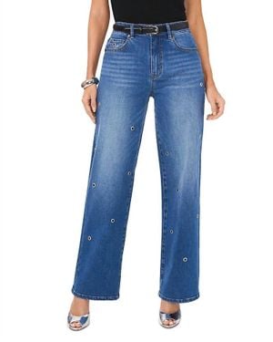 Vince Camuto Grommet High Rise Straight Jeans - Blue