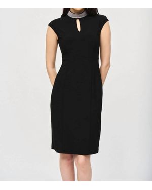 Joseph Ribkoff Embellished Choker Collar Sheath Dress - Black