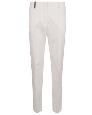 Peserico Ankle-Length Slim-Fit Pants With Side Slits - White