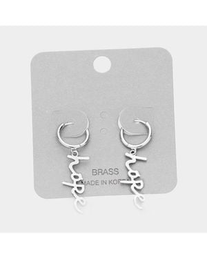 Fashnzfab Hope Brass Metal Huggie Earrings - Gray